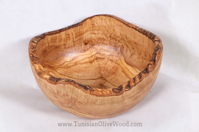 Rustic OliveWood salad bowl with natural edge