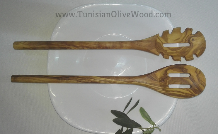 TMB Slotted olivewood Pasta set (Fork & Spoon)