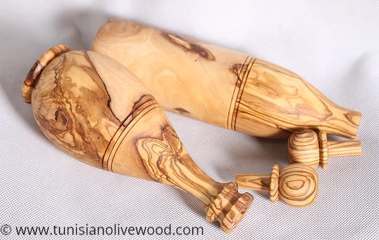 Olive wood Bottle with olive wood Caps