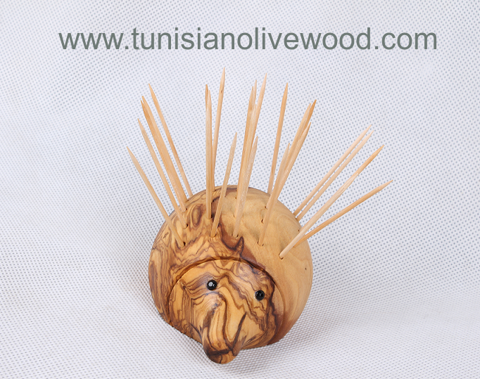 Too Cute olivewood Hedgehog Toothpick Holder
