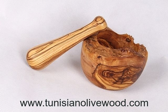 Olive Wood Mortar & pestle Tunisia