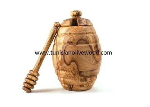 Olive wood Honey pot with dipper