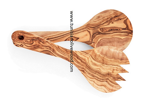 Olive wood salad server set